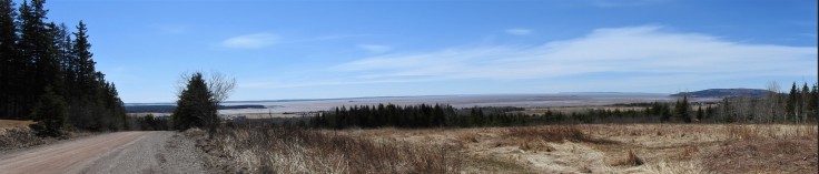 Panoramic photo out into the Bay of Fundy